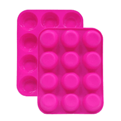 Sinoskye Silikon Muffinform Blech für 12-er Muffins, Muffin Backform Cupcake Formen, Backförmchen Gut für Brownies, Pudding, Kuchen, Rose…