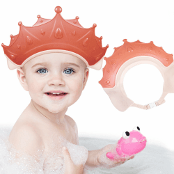 AiQInu Haarwaschhilfe Kinder, Duschhaube Kinder, Kinder Haare Waschen Schutz, Baby Shampoo Schutz Rot