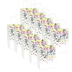 Vebetter 10PCS Papiertüten mit Henkel, Kleine Papiertragetaschen Papiertüten aus Kraftpapier Geschenktüten Kraftpapiertüten Papiersackerl Geschenktaschen für Geschenk, 21x15x8. (Weiß)