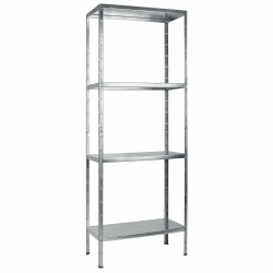 SCHULTE Regalwelt Steckregal mit 4 PowerMAX Fachböden, 65 kg Tragkraft, 180x60x40 cm (HxBxT), verzinkt (Lagerregal, Werkstattregal, Kellerregal, Garagenregal, Metallregal