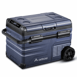 AAOBOSI Kompressor Kühlbox 35L, Tragbar Kühlbox Auto mit akku, APP, LED-Touch, APP-Steuerung, bis -20 °C Auto Kühlbox 12v 230v für Camping, LKW, Boot, Reisemobil, Dual Zone Unabhängige Kontrolle