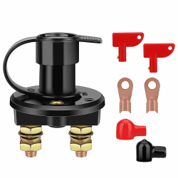 yotutun Batteriehauptschalter, M8 Schnelles Ausschalten Trennschalter für Fahrzeug Boot Kfz, Reines Kupfer Batterieschalter, Hauptstromschalter Ein-/Aus-Schalter Kill Switch 12V 24V
