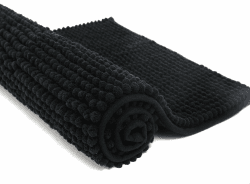 Pincy rutschfeste Chenille Badematte – 50 x 80 cm zottelige Mikrofaser-Badematte – schnell wasserabsorbierend, maschinenwaschbar, strapazierfähiger Bodenteppich, für Badezimmer, Zimmer (schwarz) Schwarz 50x80