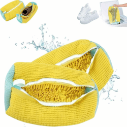 LAIZIHUI 2 Stück Wiederverwendbarer Schuhwäschebeutel, Waben-Schuhwaschbeutel, Kein Farbverlust Keine Haarentfernung Sauber, Schuhe Waschbeutel für Waschmaschine Und Trockner. (Gelb, 2PCS) 2 Stück Gelb