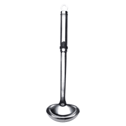 BERGNER Gizmo | Suppenkelle | Aus Robustem Edelstahl | Schöpflöffel mit Aufhänger | Ergonomischer Griff | Größe 33 cm und 75 ml Fassungsvermögen
