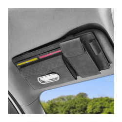 JNNJ Auto-Sonnenblende-Organizer, Kartenhalter Einstellbare Sonnenblende Organizer, Auto Multifunktionale Aufbewahrungstasche Für Sonnenbrillen, Bankkarten(Grau)