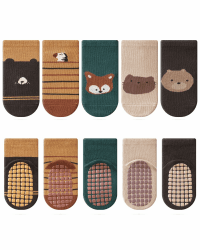 Kyopp 5 Paar Socken Baby Kleinkinder ABS rutschfeste Socken Tiermotive Socken Animals Baumwolle Socken Crew Socks 0-12 Monate Zebra-NEW