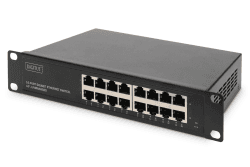 DIGITUS Gigabit Ethernet Netzwerk-Switch - 10 Zoll - 16 Ports - Unmanaged - Backplane 32 Gbps - Auto MDI/MDI-X - Schwarz Gigabit - 16 Port