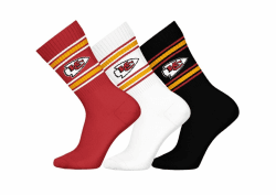 NFL Kansas City Chiefs 3pk Crew Socks - RED/WHT/BLK - 39/42