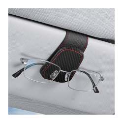 CGEAMDY Brillenhalter für Auto Sonnenblende, Auto Visier Brille Halterung, Magnetischer Leder Brillenhalter Clip, Ticket Karten Clip Brillen Halterung Geschenke (Carbon)