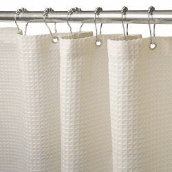 Waffel Duschvorhang mit Metall Duschvorhangringe Stoff Textil Badewannenvorhang Anti Schimmel Bad Vorhang Set Wasserdicht Badewanne Vorhang Schwerer Shower Curtain Badezimmer - 182 x 182cm (Creme) Waffel - Creme H182.9 x B182.9 cm (1er Pack)