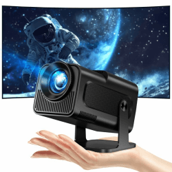 Mini Beamer, 4K Full HD 1080P Projector, Unterstützt WiFi 6 und BT 5.0 mit Eingebaute Android OS 11.0, 150 Zoll, 360-Grad-Flip Smart Led Beamer, Auto Trapezkorrektur, für Phone/PC/PS5/Xbox, Schwarz HY320MINI
