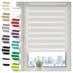Doppelrollo Klemmfix ohne Bohren 120cm x 130cm Weiß Duo Rollo Klemmrollo Sonnenschutzrollo Fensterrollo für Fenster & Türen Zebrarollo Seitenzugrollo Weiß B120 x H130 cm