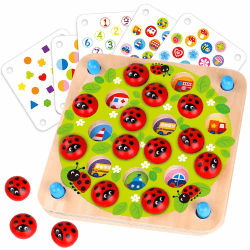Nene Toys Marienkäfer-Garten, Gedächtnisspiel aus Holz für Kinder ab 3 Jahren – Pädagogisches Brettspiel mit 10 lustigen Mustern – Montessori Memo-Spiel – Geschenk für Jungen Mädchen ab 3 4 5 Jahren Marienkäfer-Garten Gedächtnis Spiel