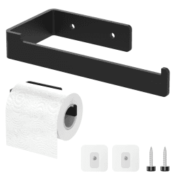 Diompirux Toilettenpapierhalter, Klopapierhalter Aus Edelstahl, Gebohrt oder Selbstklebend Klorollenhalter Bad, mit 2 Klebehaken und 2 Schrauben, für Küche und Badzimmer,Modernes Design Matt Schwarz