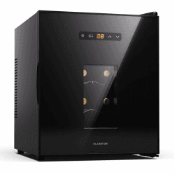 Klarstein Freistehender Weinkühlschrank, 1 Zonen Getränkekühlschrank Klein, Kleiner Weinschrank, Wein-Kühlschrank mit Glastür, Leiser Flaschenkühlschrank für Wein & Bier, 5-22°C, 16 Flaschen Standard 16 Flaschen