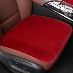 MIGIFTDY Sitzkissen Auto, Autositzschoner mit Fell Faux Lammfell Schaffell Auto Vordersitze Sitzauflage Auto-Sitzbezug Lammfell für Autositz, Bürostuhl und Alle Stühle Rot