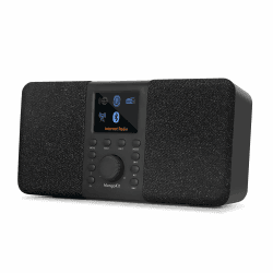 MangoKit SR20 Internet-Radio mit WiFi,tragbares DAB-Radio mit Bluetooth-Lautsprecher,Podcast-Player,FM-Radio,Küchenradio mit Netz-und Batteriebetrieb,Stereoklang,Farbdisplay,Doppelalarm-Schwarz Schwarz Stereo