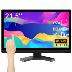 Pisichen Touchscreen PC Monitor 21,5 Zoll Full HD 1920 x 1080P 10-Punkt Multi Touchscreen Computer Monitor mit HDMI VGA USB Anschluss, Integrierten Lautsprechern 21,5 Zoll Touchscreen