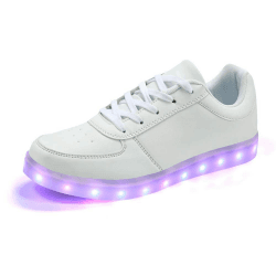 Padgene Herren Damen Leuchtende Blinkende Turnschuhe LED Leuchten Schuhe USB Aufladen Schnürer Schuhe A Weiß 36 EU
