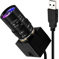 ELP Webcam 8MP,WebKamera HD 5-50mm Manuell Variable Fokus Objektiv,IMX179 Sensor USB Kamera PC Desktop/Laptop HD 2448P Zoom Kamera kompatibel mit Mac/Windows/Linux/Android USB8MP02G-SFV(5-50) 8MP Webcam
