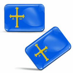 Biomar Labs® 2 x Aufkleber 3D Gel Silikon Stickers Spanien Flagge Asturias Asturische Flagge Victoria Kreuz Spanisch Fahne Flag Auto Motorrad Fahrrad Fenster Tür PC Tablet Laptop F 88