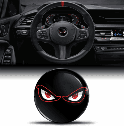Biomar Labs 3D Silikon Aufkleber Kompatibel mit BMW 36131181082 Emblem Lenkrad 45mm Plakette Zubehör Teile Decals Lenkrad Dekoration Schwarz V 11