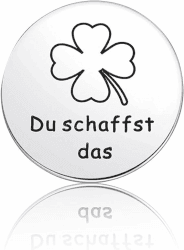 Kleine Glücksbringer, Du Schaffst Das Glücksbringer prüfung, Doppelseitiger Klee aus Edelstahl Glücksbringer, Glücksrunde Münze, Motivationsgeschenke für Männer, Frauen, Familie und Freunde (Silber)