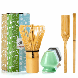 TEANAGOO Matcha Set| MatchaBesen| matcha zubehör| Matcha Whisk, 4 Stück traditionelles Matcha-Besen-Set, Matcha-Schneebesen (Chasen) Matcha Löffel(Chashaku), MA-01 perfekte Set für die Zubereitung 1# Accessoire-set