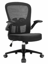 Durrafy Bürostuhl,Schreibtischstuhl Bürostuhl Ergonomisch mit Hochklappbaren Armlehnen,Einstellbarer Lendenstütze,Höhenverstellbarer Chefsessel Drehstuhl,Netzstuhl mit Wippfunktion bis 130°,Schwarz