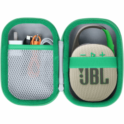 Lebakort Hart Reise Schutz Hülle Etui Tasche für JBL Clip 5 /JBL Clip 4 / JBL Clip 4 Eco Tragbare wasserdichte Bluetooth Lautsprecher (Grauer + grüner Reißverschluss)