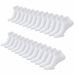 FALARY Sneaker Socken Herren & Damen bio Baumwolle 12 Paar Sneakersocken Kurze Socken Sportsocken Halbsocken Socks Unisex Schwarz Weiß Grau 39-42 Weiß-12paar