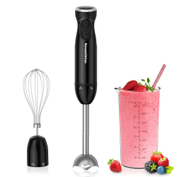 Bonsenkitchen 3 in 1 Elektrischer Stabmixer, 1000W Pürierstab Mit Messbecher und Schneebesen Stufenlose Geschwindigkeitsregelung für Milchshake, Püree, Sauce, HB3202 (Schwarz) Stabmixer+Schneebesen+Messbecher
