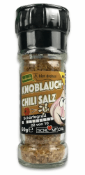 Schlump-Chili⎥KNOCHISA⎥Knoblauch-Chilisalz Gewürzmühle mit Edelstahlmahlwerk (1x 60g)