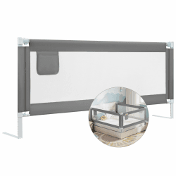 WOLTU Bettgitter, 200 cm Bettschutzgitter für Kinder Baby, Rausfallschutz Bett Kinderbett Elternbett, Gitterschutz höhenverstellbar 69-87 cm, Oxford-Gewebe Metall, Dunkelgrau 200cm Dunkelgrau