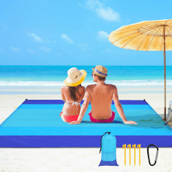 Ainiv Picknickdecke Tragbar Stranddecke mit 4 Befestigung Ecken,Schnelltrocknend Wasserdicht Sanddicht Campingdecke Super Groß 275x300cm Ultraleicht Kompakt Strandmatte für Strandurlaub Reisen Camping Blauer Farbverlauf XXL(275 x 300cm)