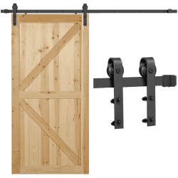 Yaheetech 244cm Schiebetürbeschlag Set Schiebetürsystem Laufschienen für Schiebetür Zubehörteil mit Schienensplei 244 cm