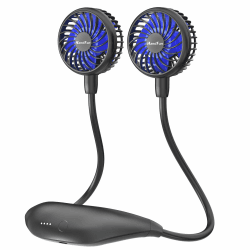 HandFan 5000mAh Nackenventilator,Tragbarer Ventilator 26 Stunden Betriebszeit,Ventilator Batteriebetrieben,6 Geschwindigkeiten Mini Tischventilator 2 in 1 für Auto,Büro,Camping,Fischen Schwarz + Blau 5000mAh