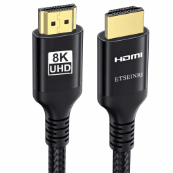 Etseinri 8K 4K HDMI Kabel 15M, Nylon Geflochtenes 48Gbps High Speed HDMI® Kabel 4K 240Hz 165Hz 144Hz 120Hz 8K 60Hz 4:4:4 DTS:X eARC HDCP2.3 HDR10+ TV Monitor Projektor Gaming PC PS5 X-box 15M Schwarz