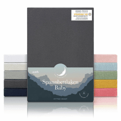 Laleni Jersey Spannbettlaken 70x140 cm Babybett - Oeko-TEX zertifiziertes Bettlaken 70x140 Kinderbett - Kinderbettwäsche 70x140 aus 100% Baumwolle - Spannbettlaken 70x140 Baby in Anthrazit Kinderbett 70x140cm Anthrazit 1