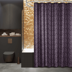 Deconovo Wasserabweisende Vorhänge mit 12 Edelstahlduschringe Badvorhang Gardinen mit Ösen für Badewanne Gem-Designermuster Envogue, 200x180 cm(HöhexBreite), Dunkelviolett, 1 Stück
