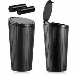 2 Stück Auto Mülleimer mit 2 Rollen Müllsäcke, Tragbare Abdichtung Mini Mülleimer für Auto Zuhause, Mini Auto Mülleimer mit Pop-Top Deckel,