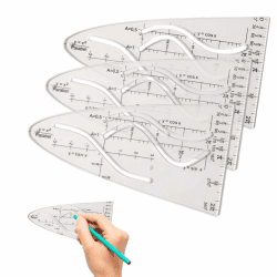 3 Stück Parabelschablone Mathe, Parabel Lineal, Kurvenschablone, Parabel Zeichenschablone, Geometrie Kurvenschablone Lineal für Studenten Büro Designer Malerei, Cosinus Tangens