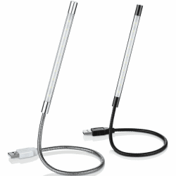 2 Stücke USB LED Leselampen , Flexibler Stick Dimmbare LED Lampe Berühren Switch Schwanenhals USB Licht laptoplampe für Buch Computer Bett, Schwarz und Silber Schwarz,silber