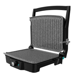 Cecotec Elektrischer Grill Rock’nGrill 2000 Stone Ceramic Mix&Grill. 2000 W, Grill, Rost, Platte und Sandwichmaker, Keramikbeschichtung, gemischte Oberfläche, 180º Öffnung, Fettauffangschale 2000 W Grill und Grillplatte