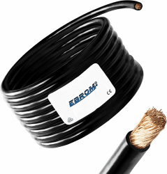 EBROM 5 Meter Batteriekabel SCHWARZ H07V-K 25 mm² - Batterie Kabel - 99,9% OFC Kupfer - 5 m (5M) 25mm2
