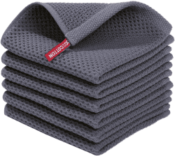 Moosfor Geschirrtücher 100% Baumwolle, 6er Set 30 x 30 cm, Weiche Geschirrhandtücher Küchenhandtücher Saugfähig Küchentücher Dicke Premium Geschirrtuch Spüllappen Putzlappen, Dunkelgrau 30 x 30cm (6 Stück) Dunkelgrau