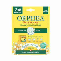 Orphea Schutz vor Motten, große Schränke, schützt Wolle und Kleidung die ganze Saison, Duft von Blumen, 2 Diffusoren aus reiner Zellulose