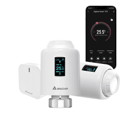 SALCAR Smartes Heizkörperthermostat-Set Kompatibel Amazon Alexa & Google Assistant Programmierbarem Thermostat mit OLED-Display Tuya ZigBee Smartes Heizkörper Heizkörper Thermostat Set