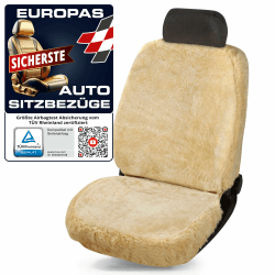 Walser Lammfell Autositzbezug Nineve, 100% Lammfell Sitzbezug für Auto, 1 Stück Lammfell Sitzbezüge Auto Vordersitze, Autositzbezug Lammfell, Autositzbezug Fell, Lammfell Autositz beige Beige Basic